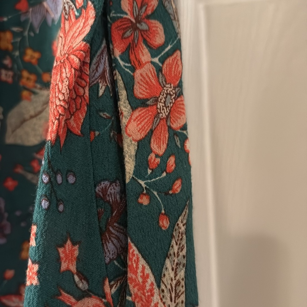 By Anthropologie Mini Dress Ruffle Sleeve V Neck Floral Peasant Print - Sz S - Picture 9 of 11